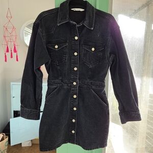 Zara Charcoal Denim Shirt Dress S